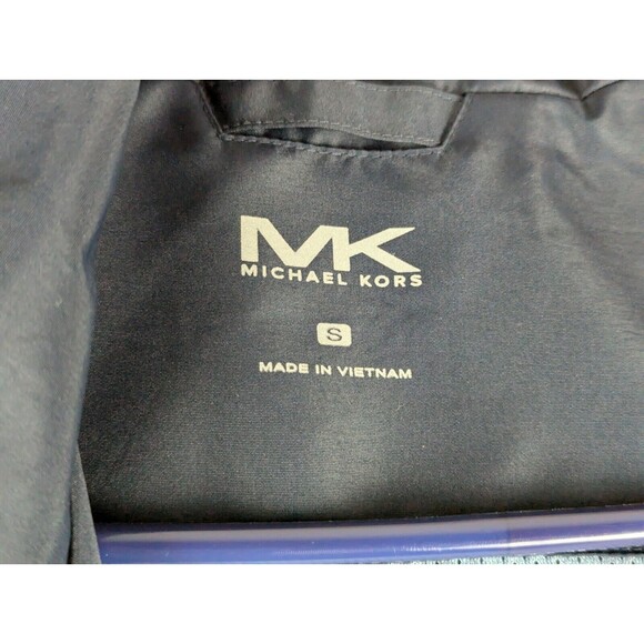 MICHAEL KORS MIDNIGHT BLUE S LOGO TAPE HOODED WOVEN WINDBREAKER JACKET MENS - Picture 12 of 14
